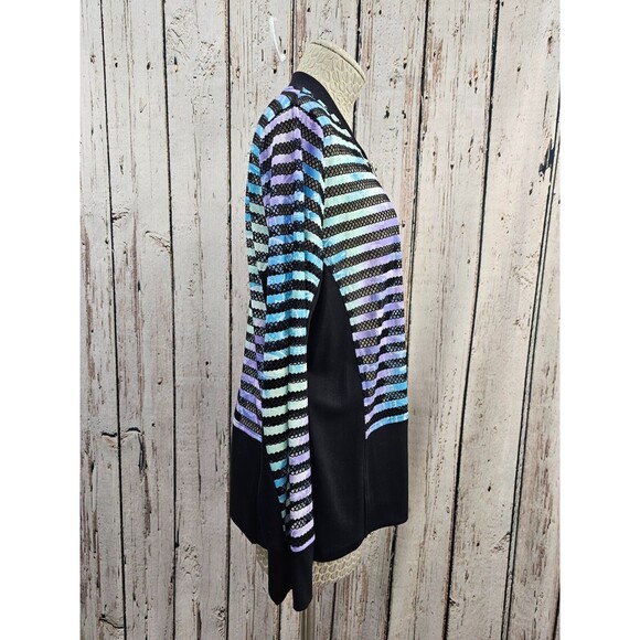 KSD Women's XL Toni Morgan Multicolor Fishnet Long Slv Zip Up Jacket Sweatshirt - Picture 3 of 8